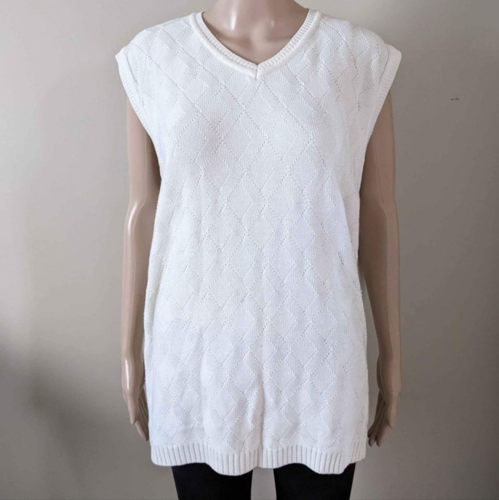 Arnold Palmer argyle v-neck white vest sweater, men's large